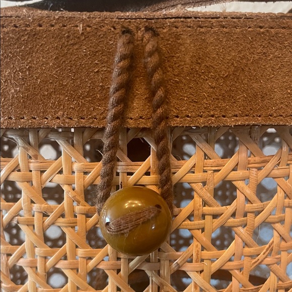 World Market Brown Woven Cane Basket Crossbody Bag - Picture 2 of 8